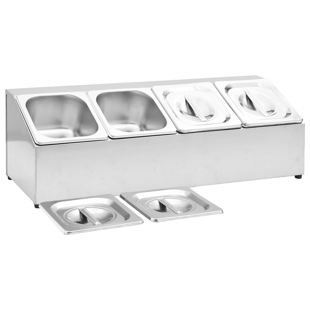 Gastronorm Container Holder with 4 GN 1/6 Pan Stainless Steel
